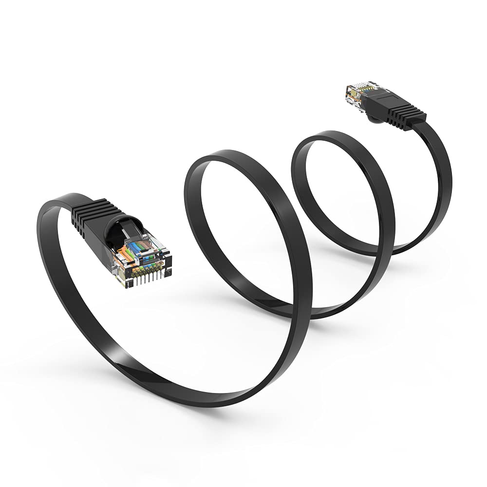 CableWholesale Flat Cat6 Ethernet Patch Cable, 1 Foot, 32AWG, UTP (Unshielded Twisted Pair) Internet Network Cable with Snagless/ RJ45 Connector