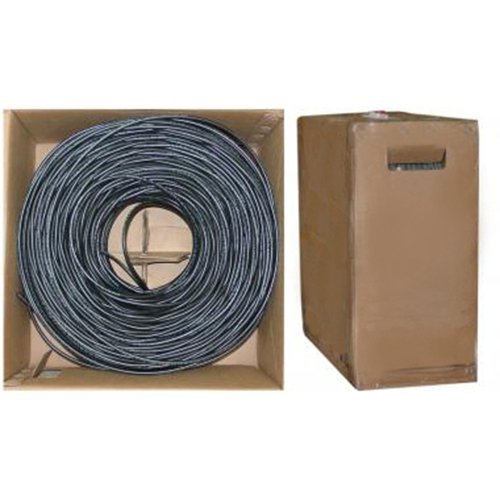 CableWholesale Bulk RG6 Coaxial Cable, Black, 18 AWG, Solid Core, 60% Braided, Pullbox, 1000 feet, Black