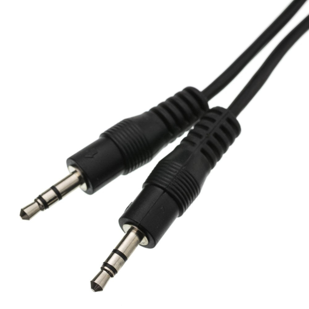 CableWholesale 3.5mm Stereo Audio Cable, 3.5mm Male to Male Nickel Plated Connectors, 28 AWG, Auxiliary Cable, Audio Aux Cable, Black, 1 feet