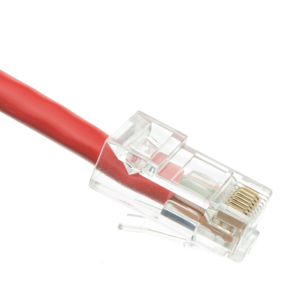 CableWholesale Cat5e Ethernet Cable, 24AWG Network Cable with RJ45 Gold Plated Connector, 4 Pair Stranded Bare Copper, Bootless Unshielded Twisted Pair (UTP) Internet Patch Cable, 1 Foot, Red