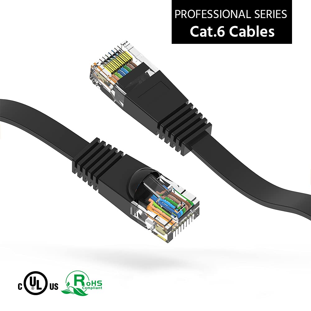 CableWholesale Flat Cat6 Ethernet Patch Cable, 1 Foot, 32AWG, UTP (Unshielded Twisted Pair) Internet Network Cable with Snagless/ RJ45 Connector