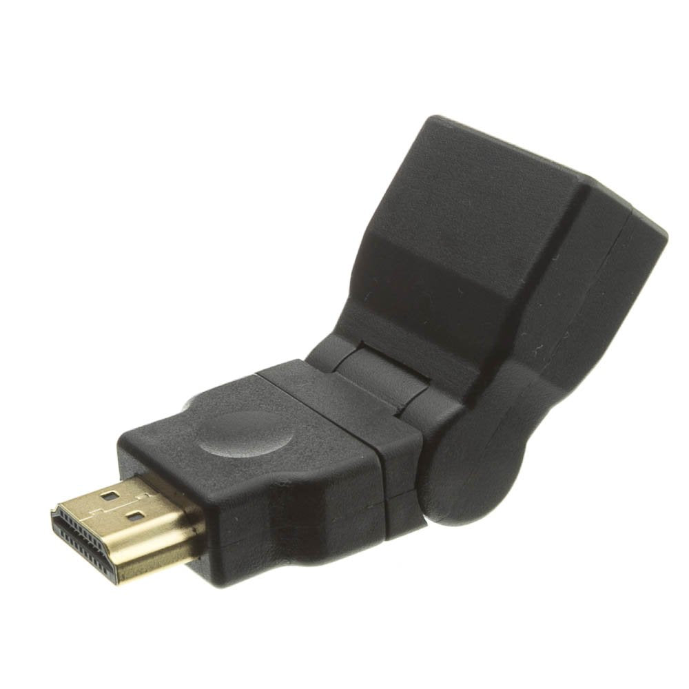 CableWholesale HDMI High Speed Swivel Adapter, HDMI Type-A Male to HDMI Type-A Female, Rotates 360 Degrees, Tilts 180 Degrees, 4K 60Hz, Black