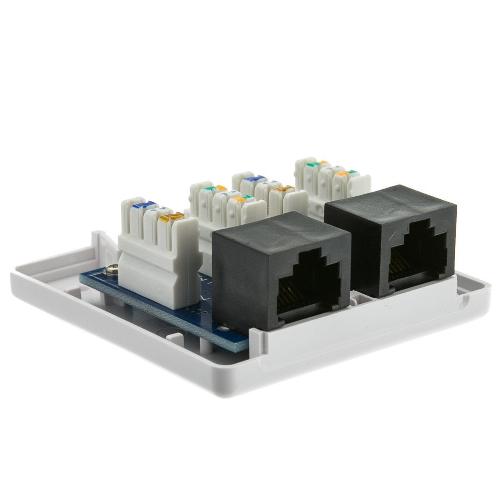 CableWholesale Cat5e Single Surface Mount Box, 2-Port, RJ45 Unshielded Female Port, White, Adhesive for Wall Mount