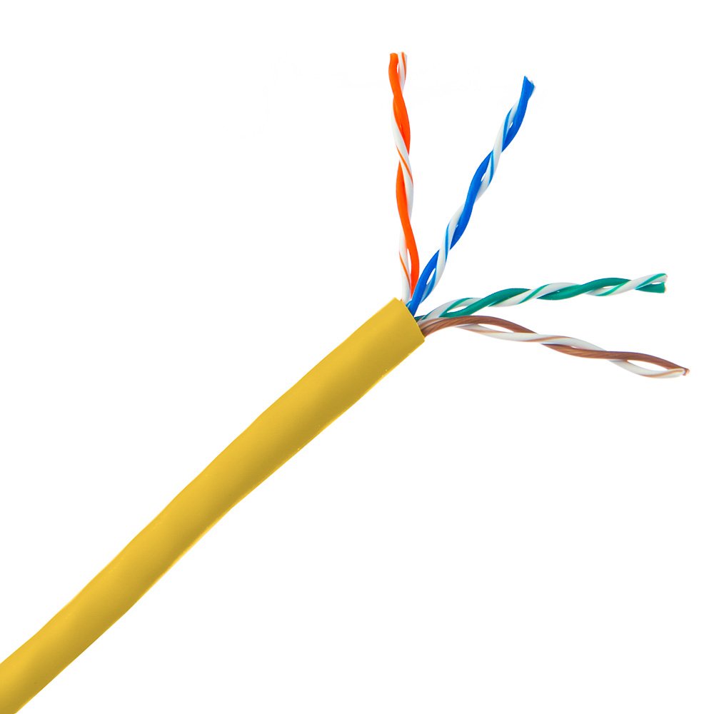 CableWholesale 1000 Foot Bulk Cat5e Plenum Rated (CMP) Ethernet Cable, 4 Pair Solid Bare Copper, 24AWG UTP (Unshielded Twisted Pair) with PullBox, Orange