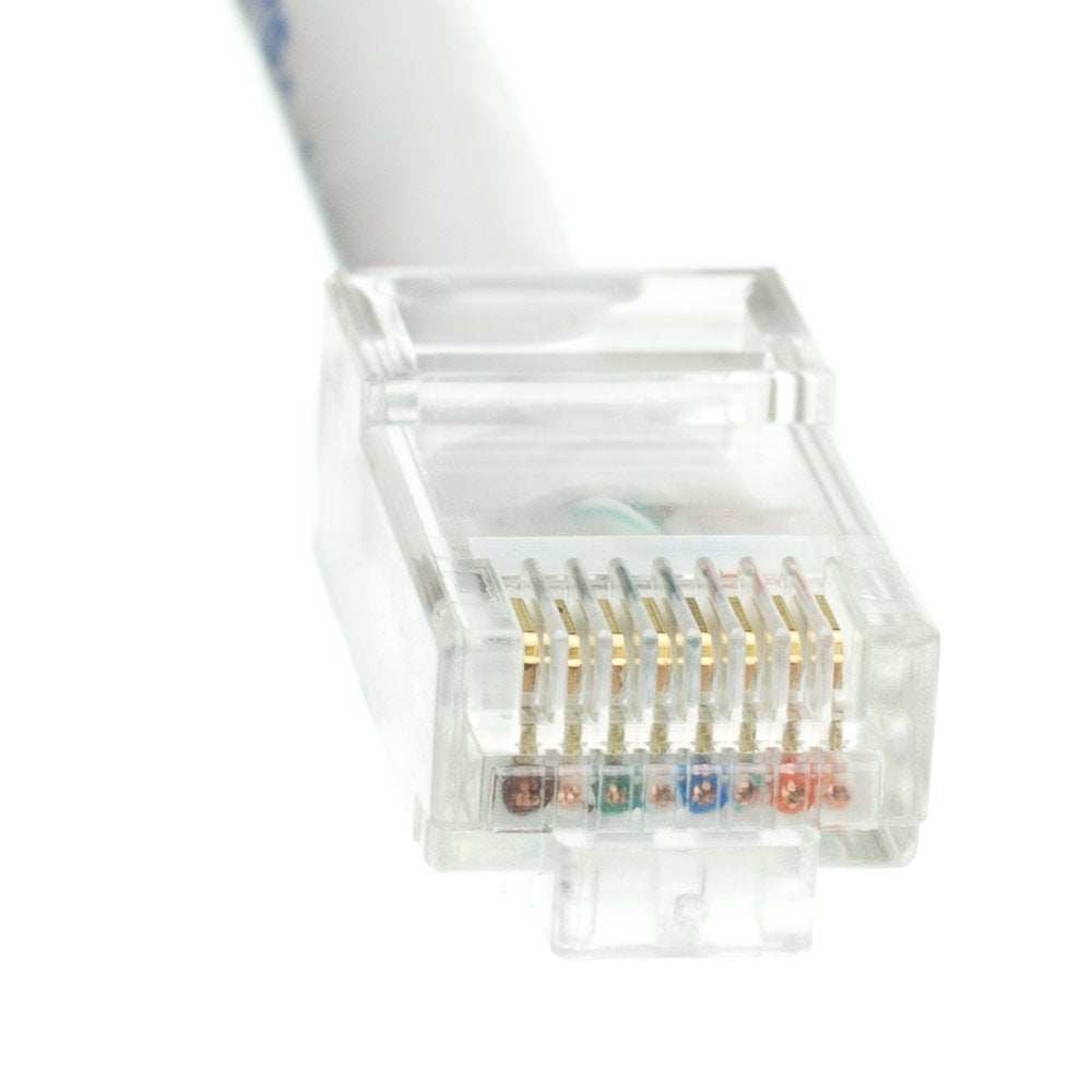 CableWholesale Cat5e Ethernet Cable, 24AWG Network Cable with RJ45 Gold Plated Connector, 4 Pair Stranded Bare Copper, Bootless Unshielded Twisted Pair (UTP) Internet Patch Cable, 2 Foot, White