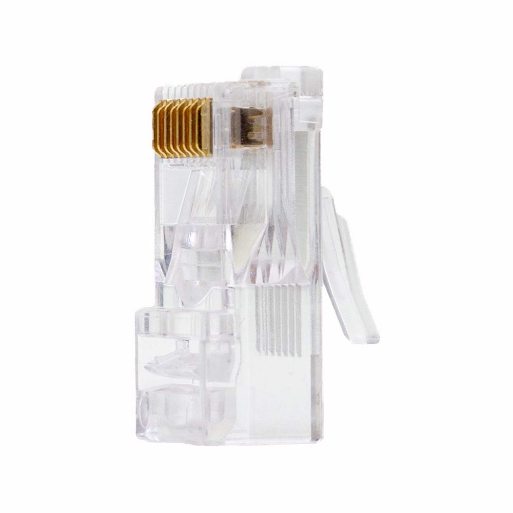 Cat6 RJ45 Crimp Connectors for Solid and Stranded Cable, 8P8C, 100 Pieces