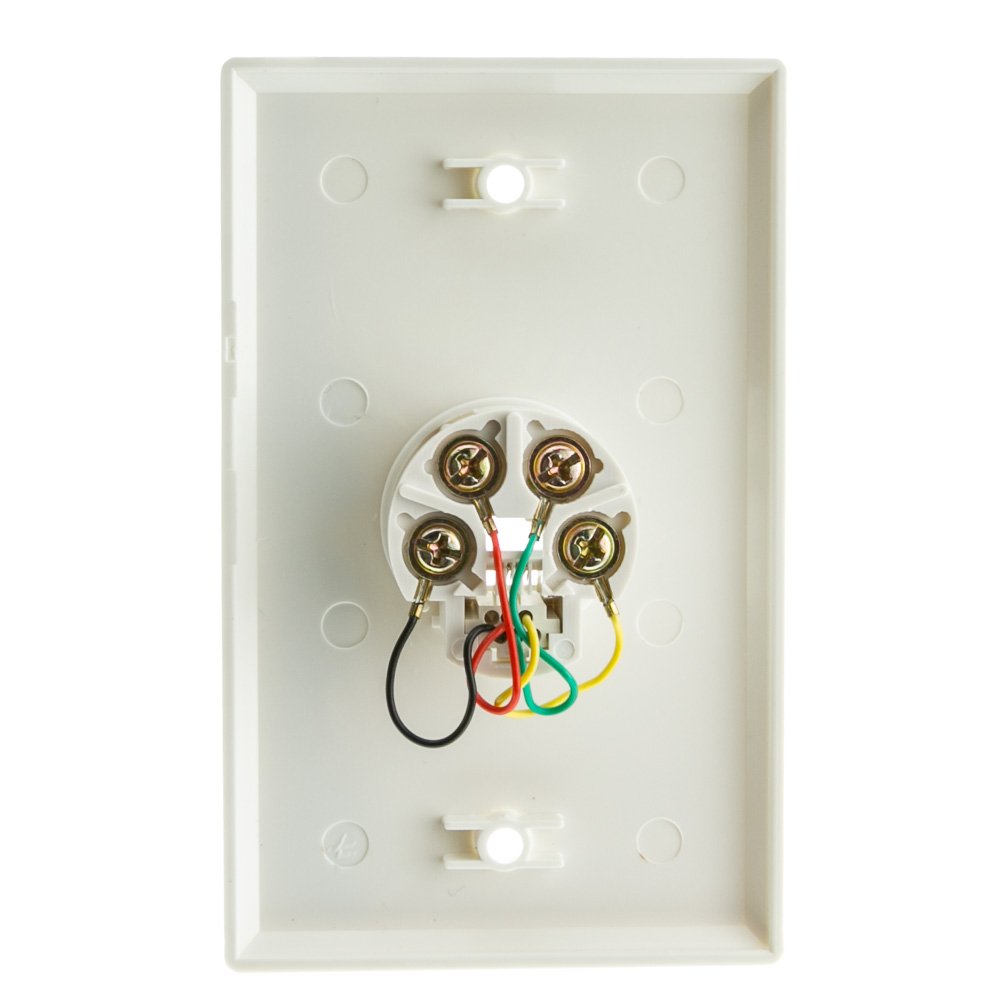 2 Line Single Gang Telephone Wall Plate, White, RJ11, 4 Conductor Phone Wall Plate, Cablewholesale
