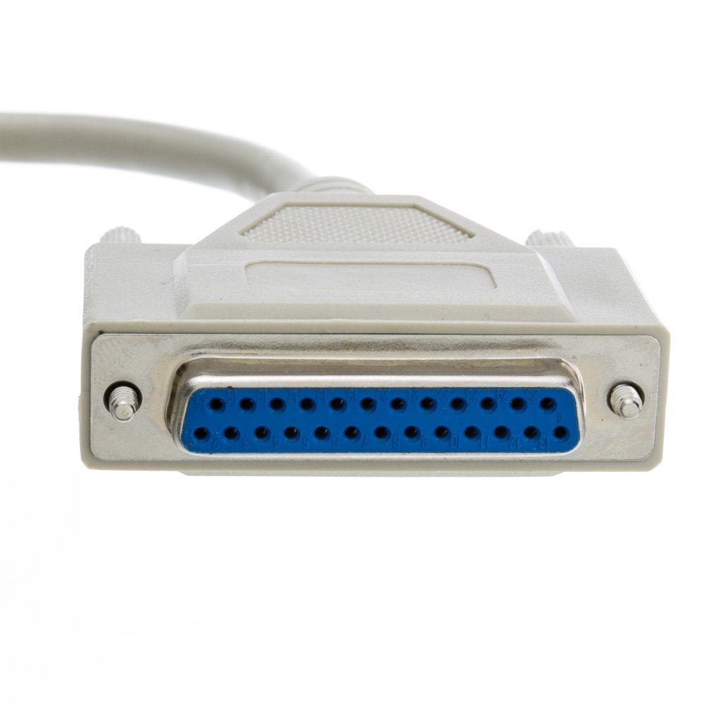 CableWholesale 3 feet Serial Extension Cable, DB25 Male to Female, 28 AWG, 25 Conductor, 1:1, Beige, Male to Female Serial Extender for Printer, Modems, Networks, DB25 Cable