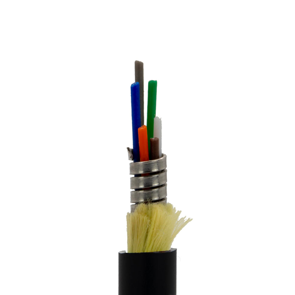 CableWholesale 6 Strand Fiber Optic Cable, Multimode, Black, 500ft Spool