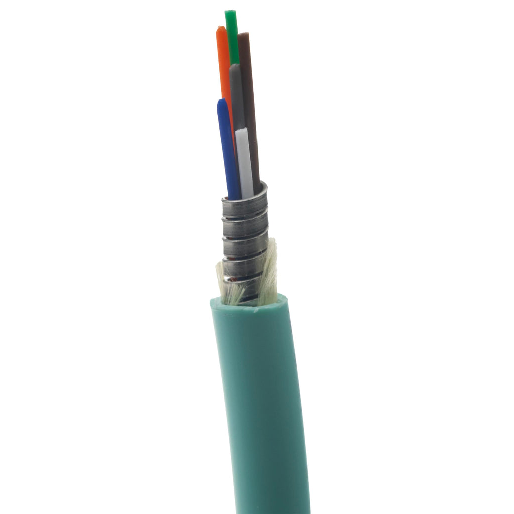 CableWholesale 6 Strand Fiber Optic Cable, Multimode, Aqua, 500ft Spool