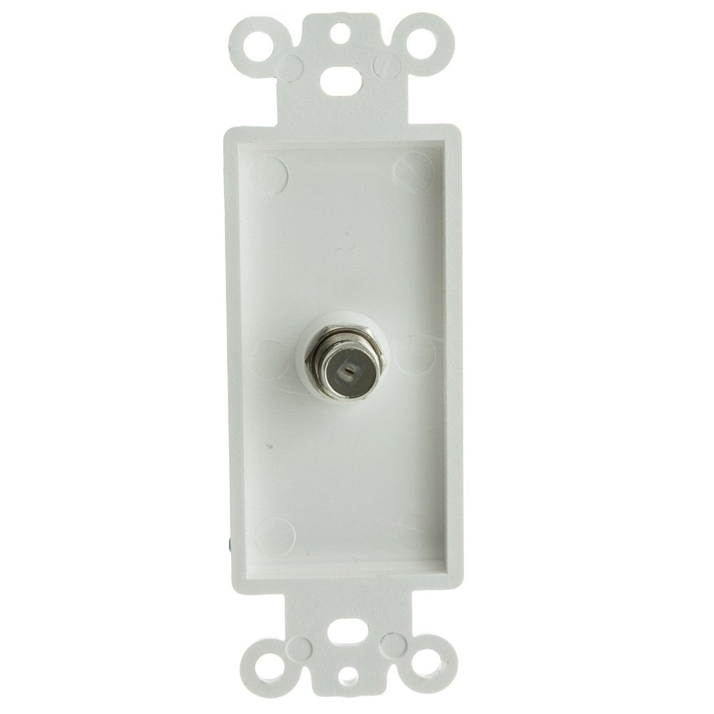 Decora Wall Plate Insert, White, F-pin Coaxial Coupler, F-Pin Female