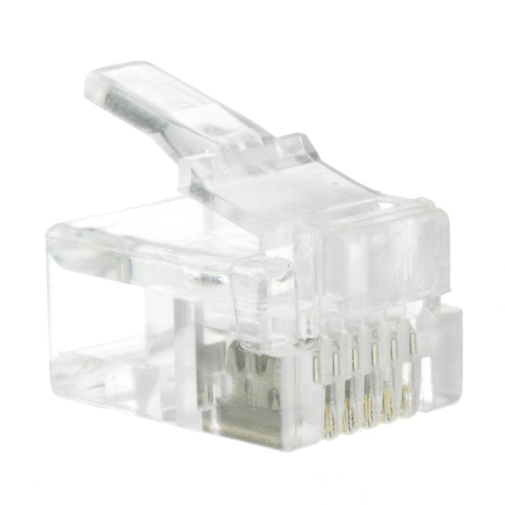 CableWholesale Phone/Data RJ12 Crimp Connectors for Flat Cable, 6P6C, 50 Pieces