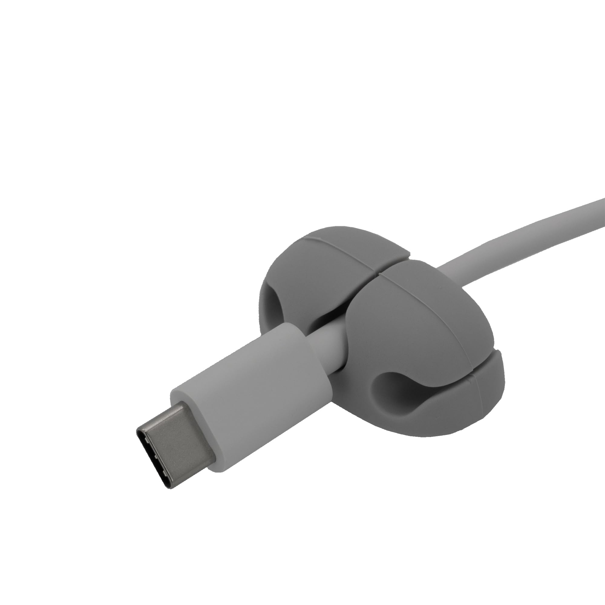 Silicone Desktop Cable Organizer, 3-Slot, Adhesive Backing, Gray