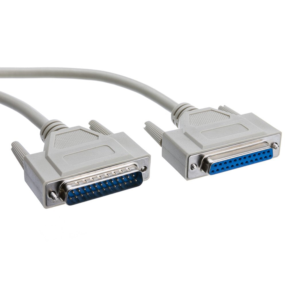 CableWholesale 3 feet Serial Extension Cable, DB25 Male to Female, 28 AWG, 25 Conductor, 1:1, Beige, Male to Female Serial Extender for Printer, Modems, Networks, DB25 Cable