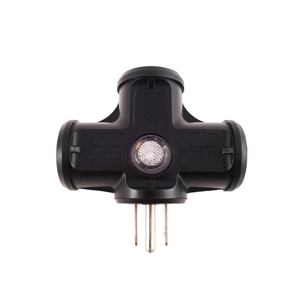 3-Outlet Indoor/Oudoor 3-Prong Wall Tap w/LED Indicator, 125V/15A, UL