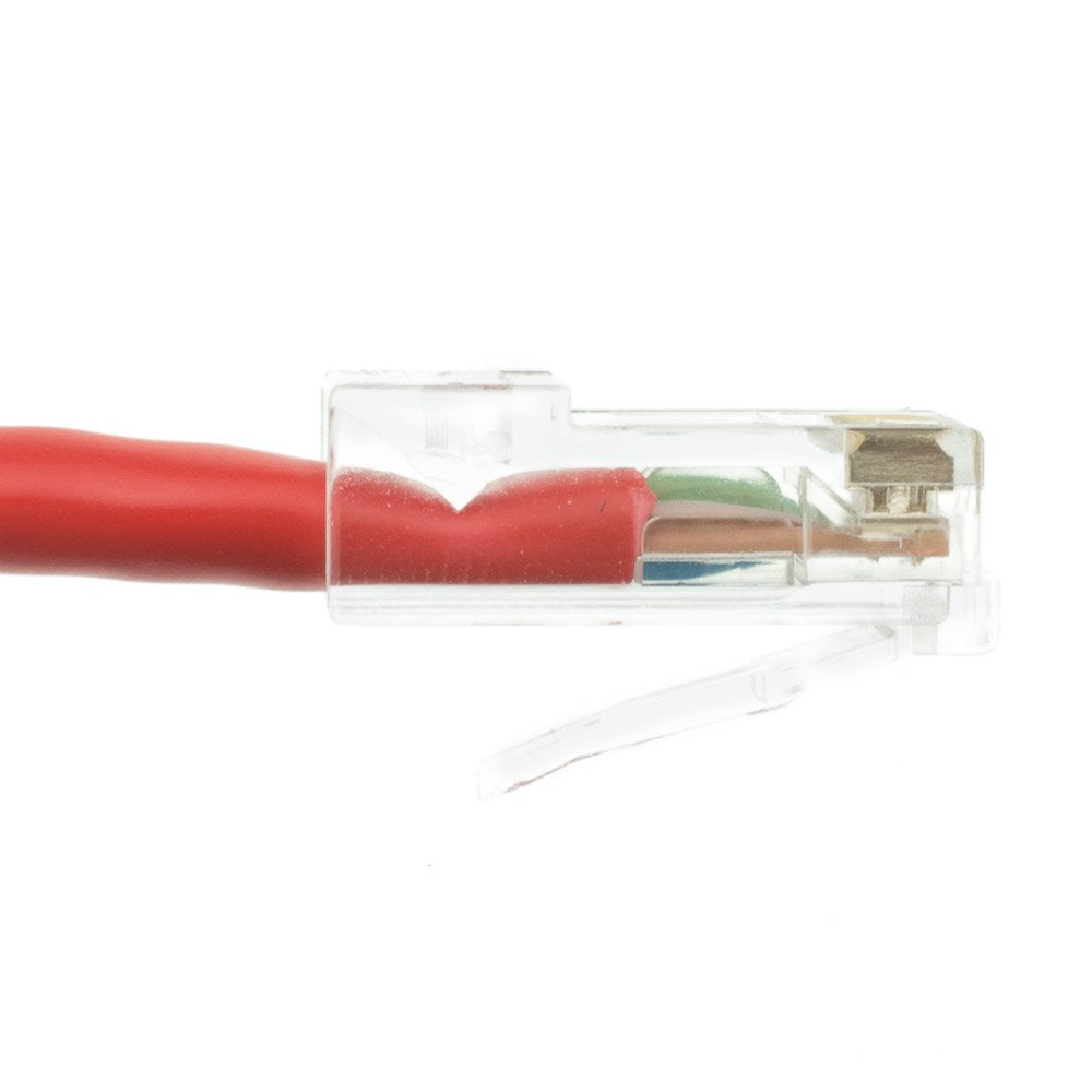 CableWholesale Cat5e Ethernet Cable, 24AWG Network Cable with RJ45 Gold Plated Connector, 4 Pair Stranded Bare Copper, Bootless Unshielded Twisted Pair (UTP) Internet Patch Cable, 1 Foot, Red