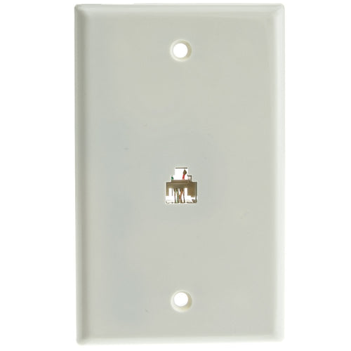 2 Line Single Gang Telephone Wall Plate, White, RJ11, 4 Conductor Phone Wall Plate, Cablewholesale