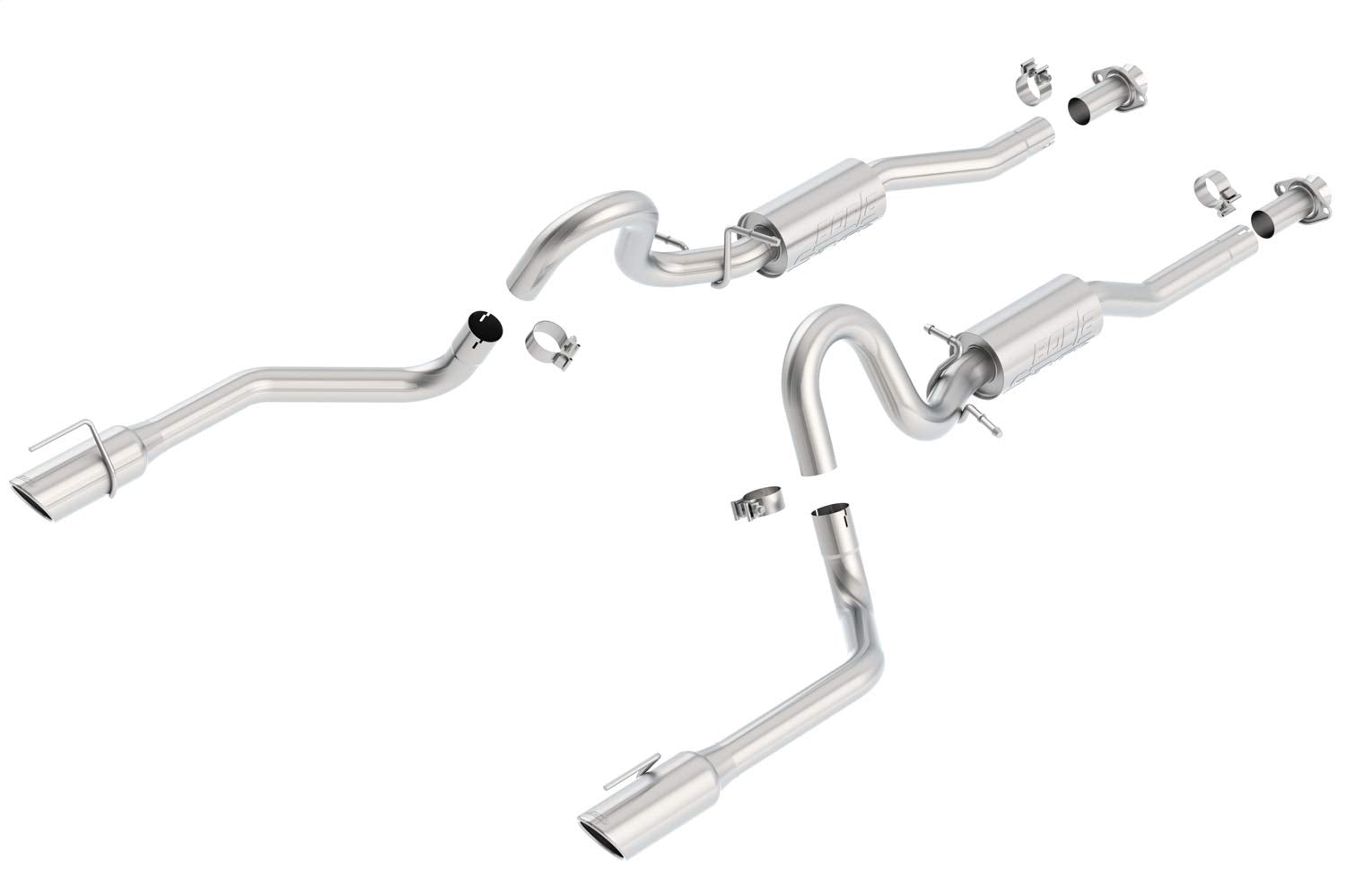 BORLA 140067 Cat-Back Performance Exhaust System for 1999-2004 Ford Mustang GT 4.6L V8 & 2003-2004 Mach 1 4.6L V8 T-304 Stainless Steel S-Type Dual Split Rear Single 4" Round Chrome Tips on Each Side