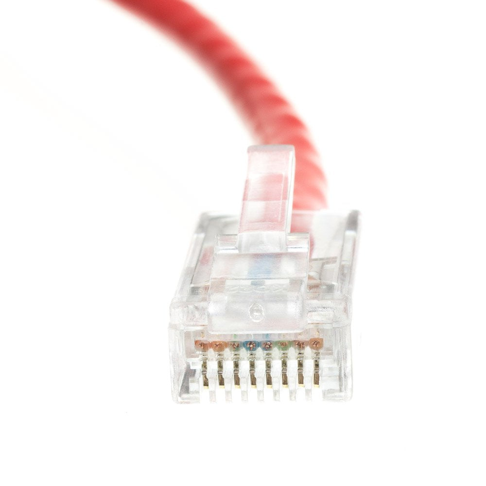 CableWholesale Cat5e Ethernet Cable, 24AWG Network Cable with RJ45 Gold Plated Connector, 4 Pair Stranded Bare Copper, Bootless Unshielded Twisted Pair (UTP) Internet Patch Cable, 2 Foot, Red