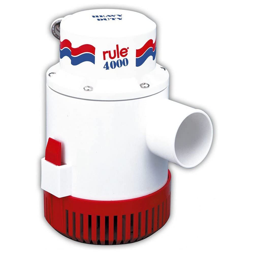 Rule 56D-24 4000 GPH Marine Bilge Pump, Non-Automatic, 24 Volt, White/Red