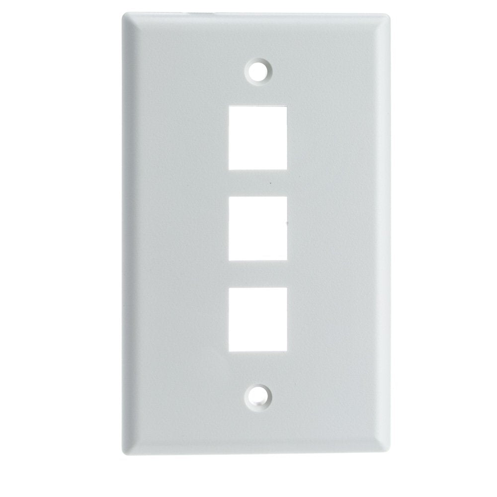 Keystone Wall Plate 1 Port, Beige (Cat5e, Cat6, Coax (Video), Aux (Cat6 for Data, IP Phone, POTS or Other), Single Gang, CableWholesale