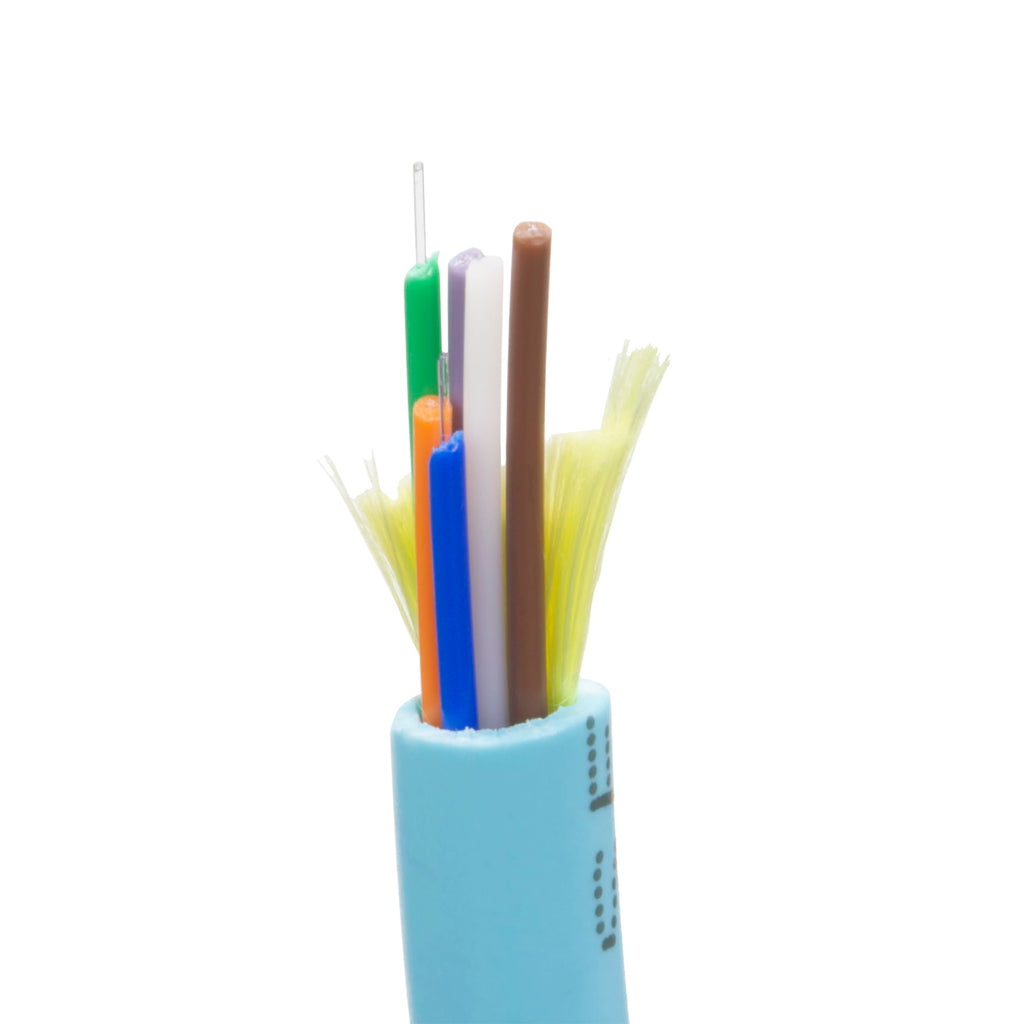CableWholesale 6 Strand Fiber Optic Cable, Multimode, Aqua, 1000ft Spool