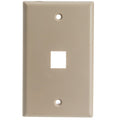 Keystone Wall Plate 1 Port, Beige (Cat5e, Cat6, Coax (Video), Aux (Cat6 for Data, IP Phone, POTS or Other), Single Gang, CableWholesale