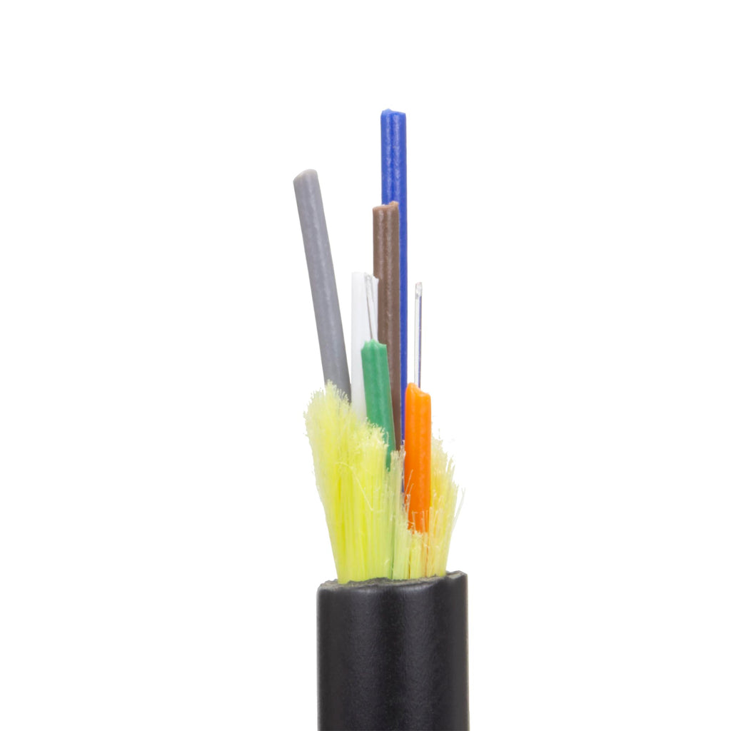 CableWholesale 6 Strand Fiber Optic Cable, Multimode, Black, 1000ft Spool