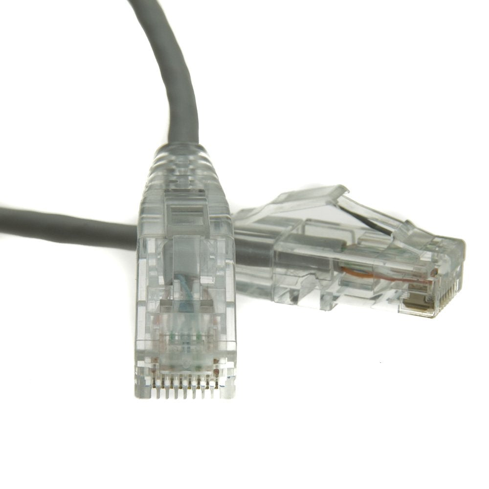 CableWholesale Cat6a Slim Ethernet Patch Cable, 28AWG, 500MHZ, ETL/UL/CSA Approved, RJ45 Copper Connector Snagless/Boot, Internet Network Patch Cable, 6 Inches, Gray