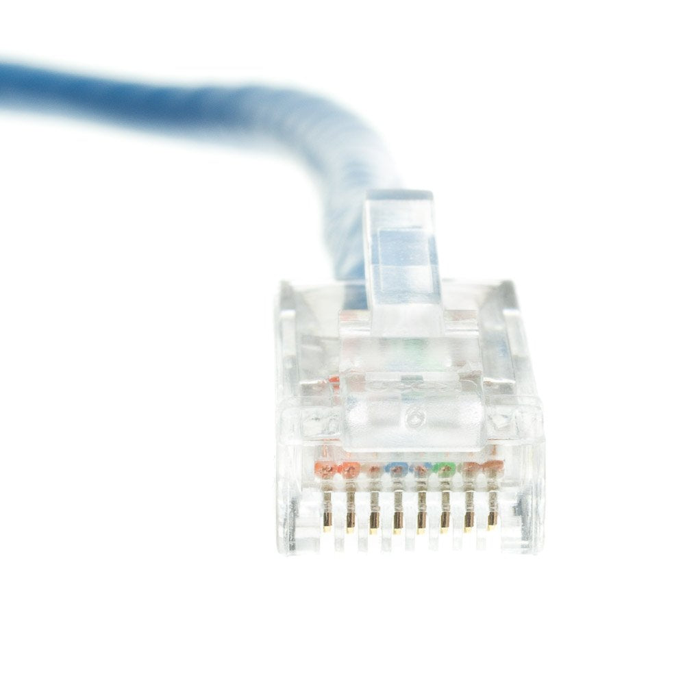CableWholesale Cat5e Ethernet Cable, 24AWG Network Cable with RJ45 Gold Plated Connector, 4 Pair Stranded Bare Copper, Bootless Unshielded Twisted Pair (UTP) Internet Patch Cable, 25 Foot, Blue