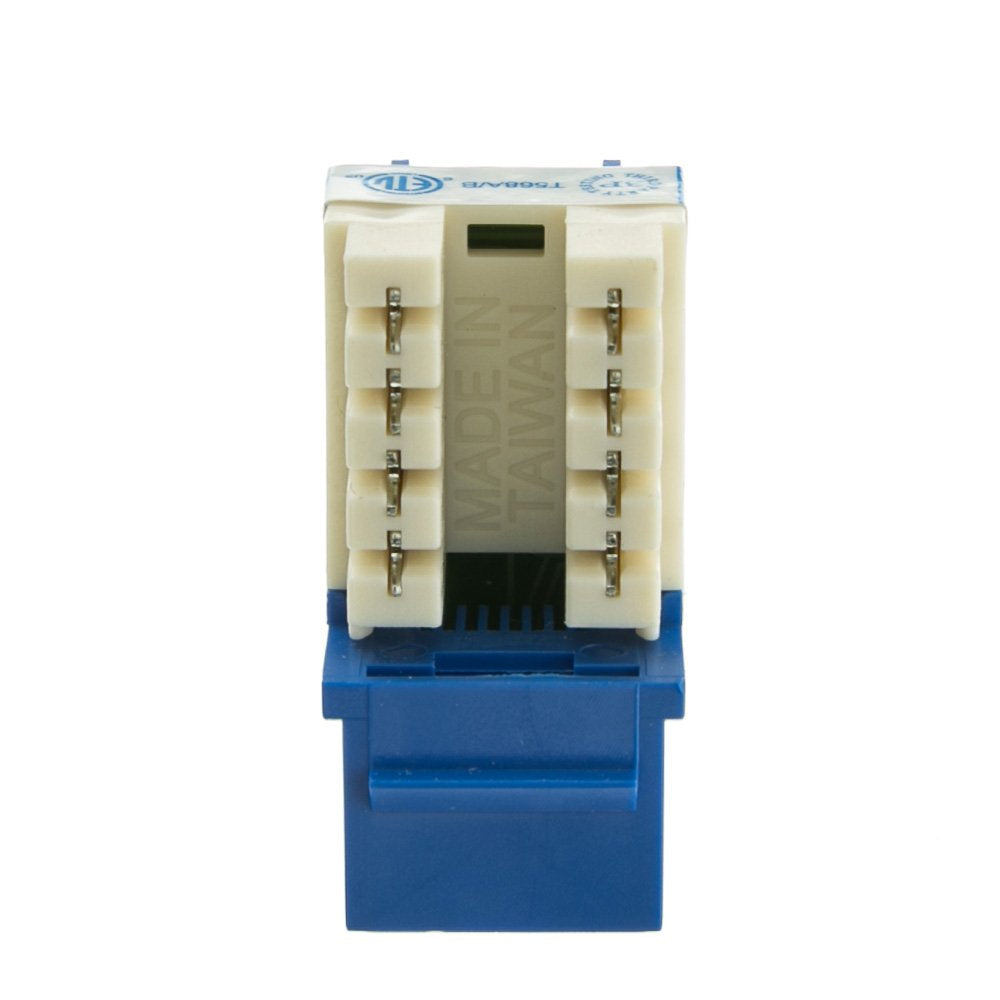 Cat5e Keystone Jack, RJ45 Female (UTP) to 110 Punch Down Connector, CableWholesale, Blue