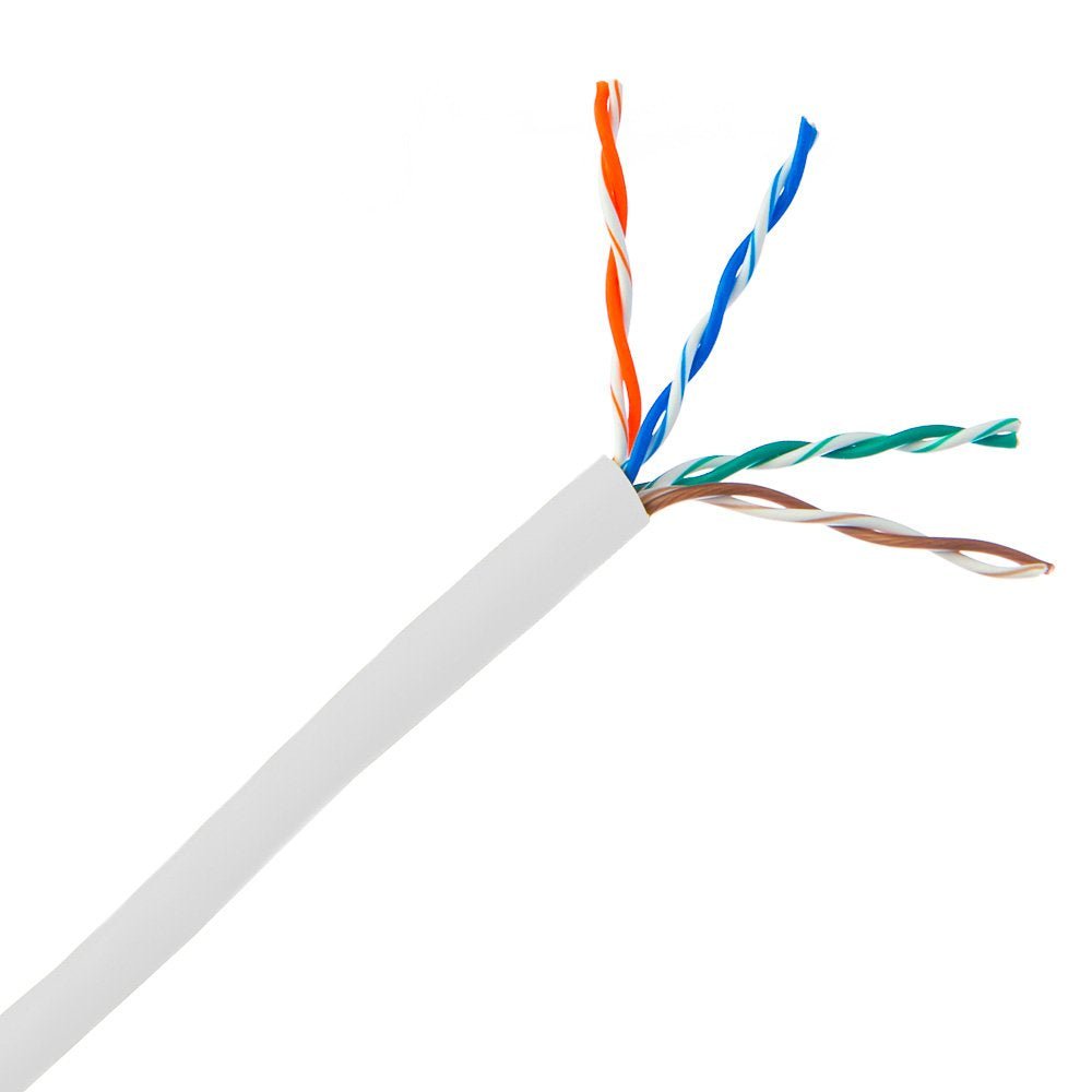 CableWholesale 1000 Foot Bulk Cat5e Plenum Rated (CMP) Ethernet Cable, 4 Pair Solid Bare Copper, 24AWG UTP (Unshielded Twisted Pair) with PullBox, Orange