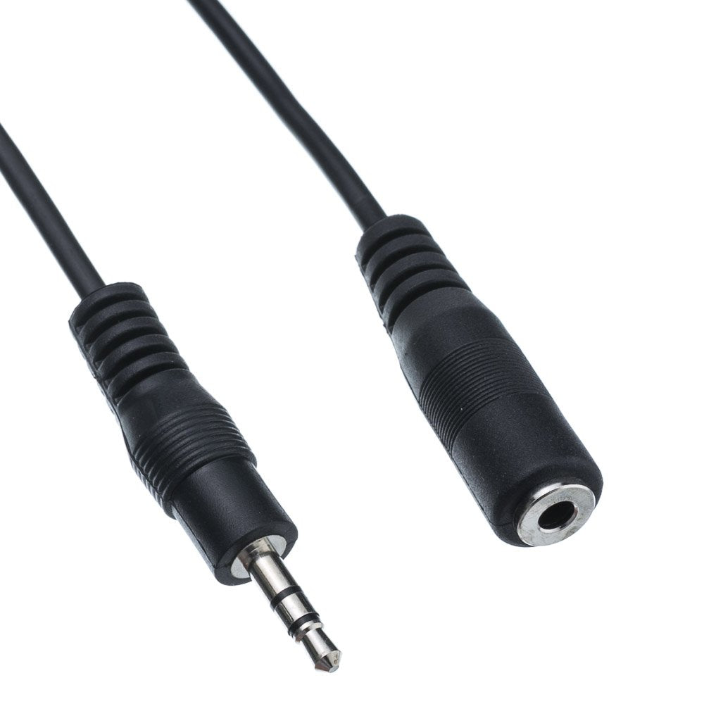 CableWholesale 3.5mm Stereo Extension Cable, 3.5mm Male to Female Nickel Plated Connectors, 26 AWG, 3.5mm Audio Extension Cable, Black, 12 feet