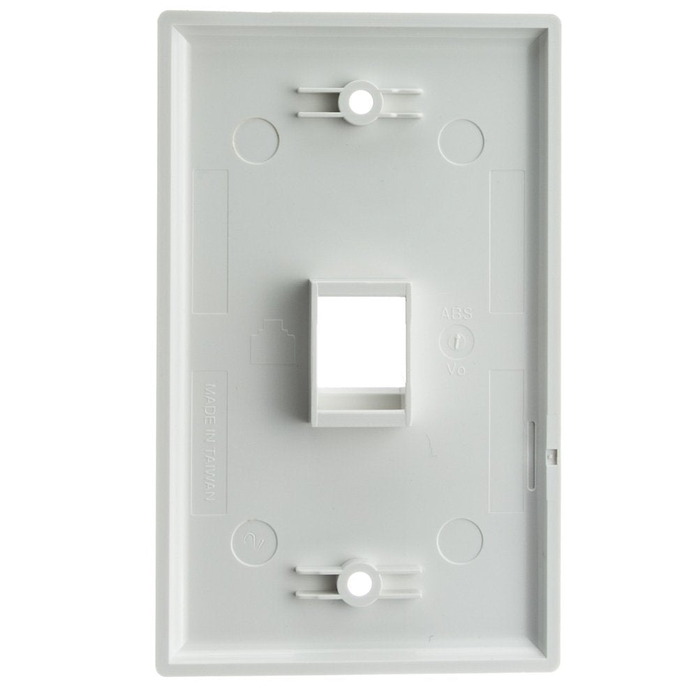 Keystone Wall Plate 1 Port, White (Cat5e, Cat6, Coax (Video), Aux (Cat6 for Data, IP Phone, POTS or Other), Single Gang, CableWholesale