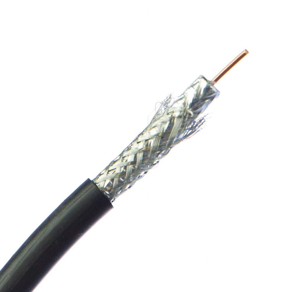CableWholesale Bulk RG6U Coaxial Cable, Black, 18 AWG Pure Copper Solid Core, 3 GHz, Pullbox, 1000 Foot