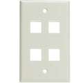 Keystone Wall Plate 4 Port, White (Cat5e, Cat6, Coax (Video), Aux (Cat6 for Data, IP Phone, POTS or Other), Single Gang, CableWholesale