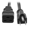 CableWholesale 10 feet Power Extension Cord, Power Extension Cable, NEMA 5-15P Male to C19 Female Power Cord, Black, SJT, 14 AWG, 3 Conductor