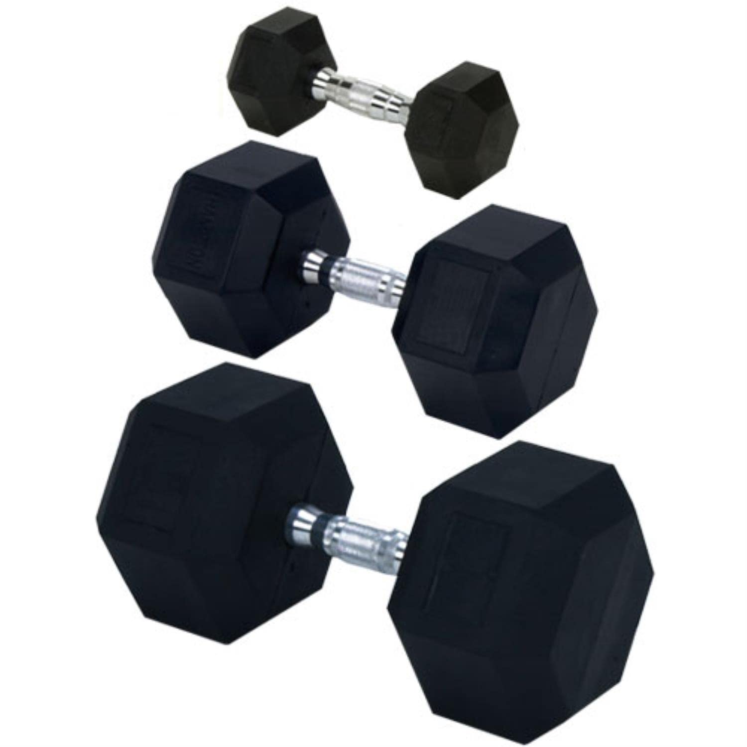 Champion Rubber Encased Solid Hex Dumbbell, 30-Pound (Each)