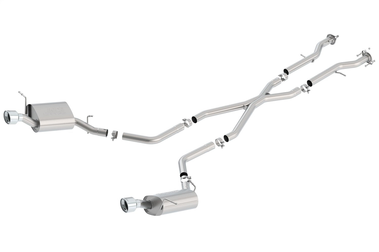 BORLA 140449 Cat-Back Performance Exhaust System for Dodge Durango R/T V8 T-304 Stainless Steel S-Type Sound Dual Split Rear Exit Single 4.5" Round T-304 Stainless Steel Tips On Each Side