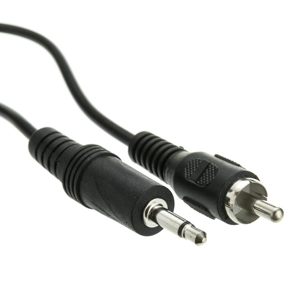 CableWholesale 3.5mm Mono Male to RCA Male Cable, 3.5mm Audio Auxiliary Jack on One End and RCA Audio Jack on Other End, 6 Feet, Black