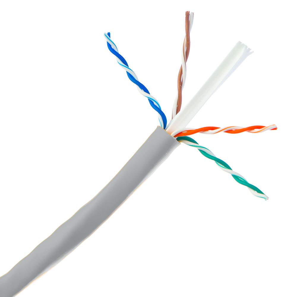 CableWholesale 1000 Foot Bulk Cat6 Ethernet Cable, 24 AWG, ETL Listed 4 Pair Stranded Bare Copper, Unshielded Twisted Pair(UTP) with Pull Box, Gray