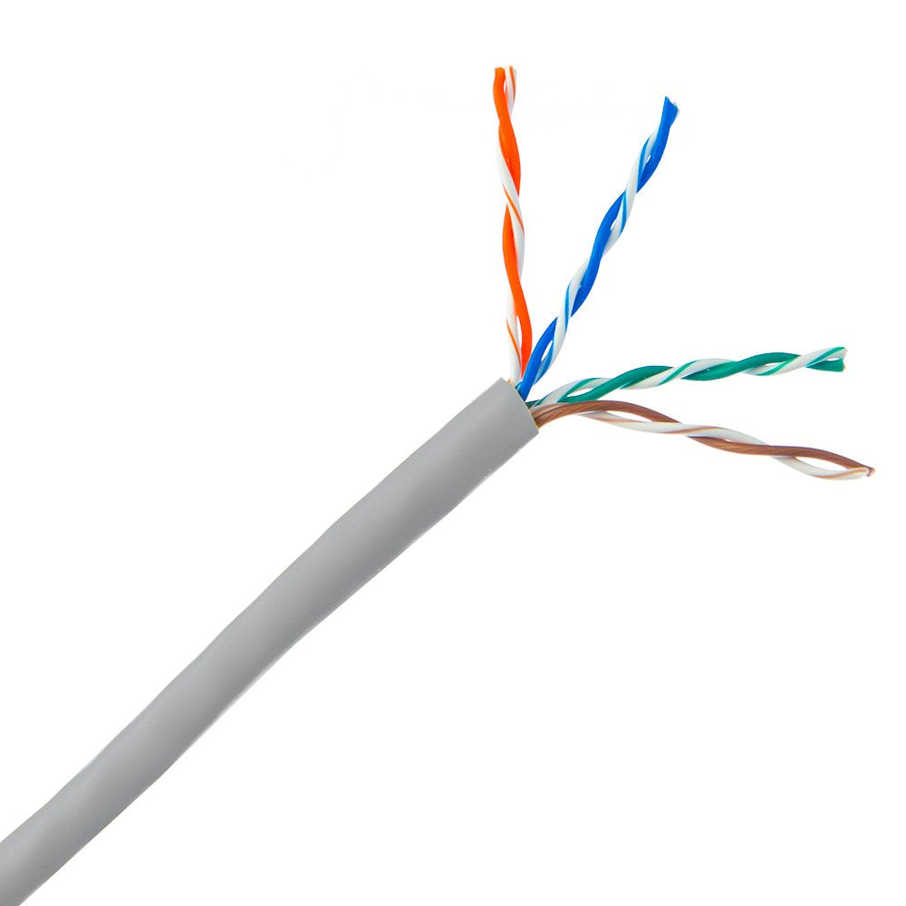 CableWholesale 1000 Foot Bulk Cat5e Plenum Rated (CMP) Ethernet Cable, 4 Pair Solid Bare Copper, 24AWG UTP (Unshielded Twisted Pair) with PullBox, Orange