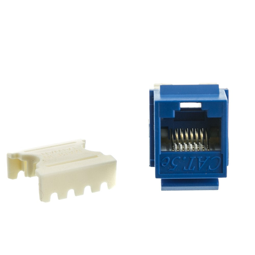 Cat5e Keystone Jack, RJ45 Female (UTP) to 110 Punch Down Connector, CableWholesale, Blue