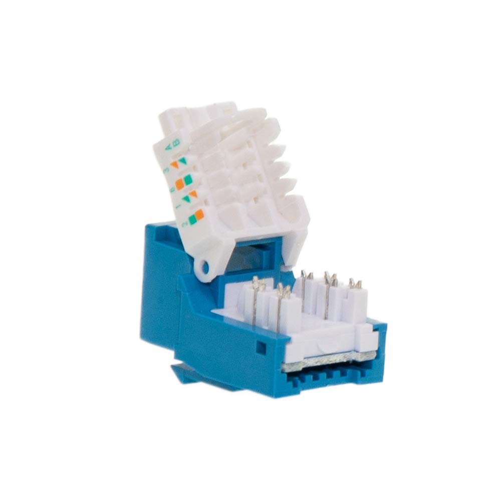 CableWholesale Cat5e Keystone Jack, Toolless RJ45 Female (UTP) to 110 Punch Down Connector, Blue