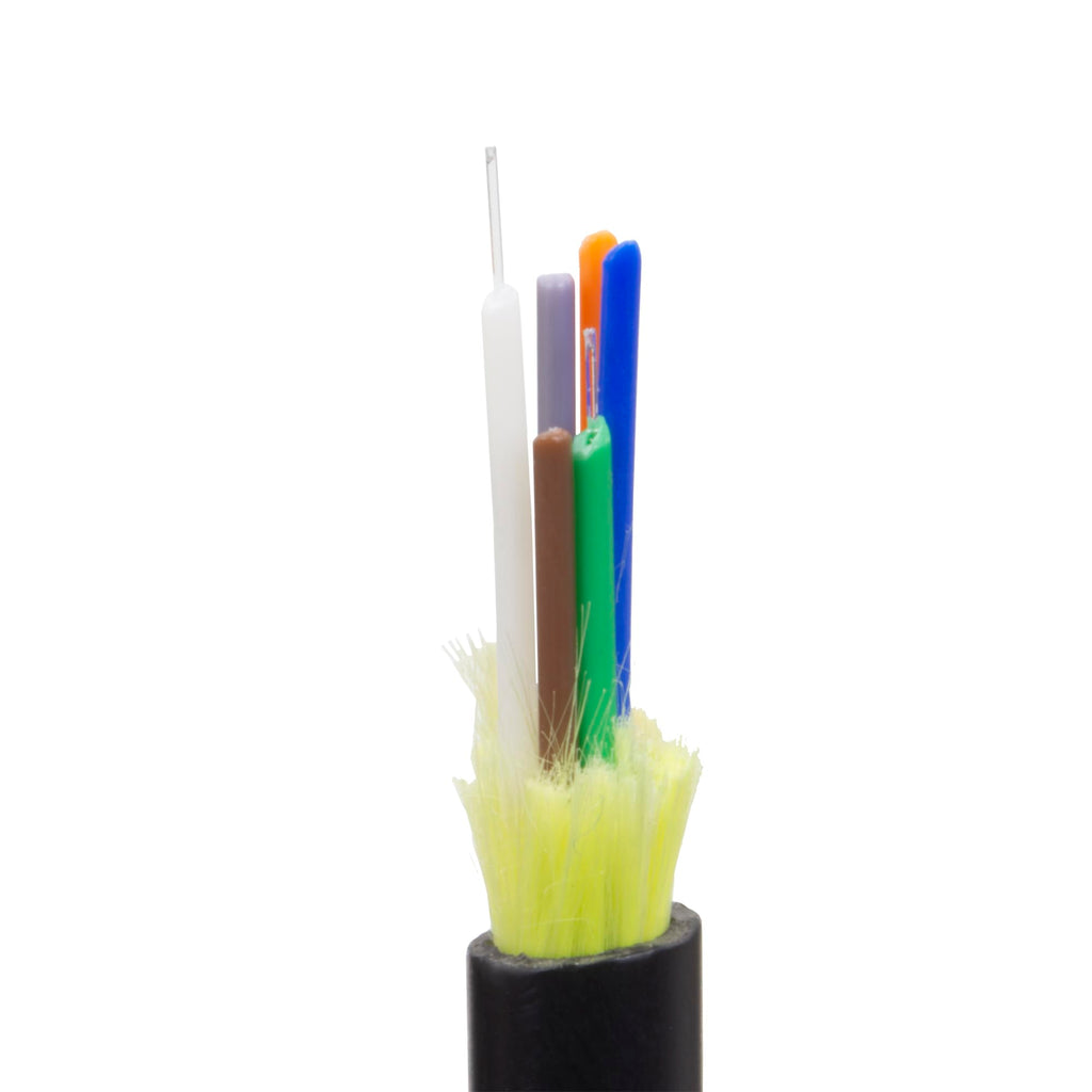 CableWholesale 6 Strand Fiber Optic Cable, Multimode, Black, 2000ft Spool