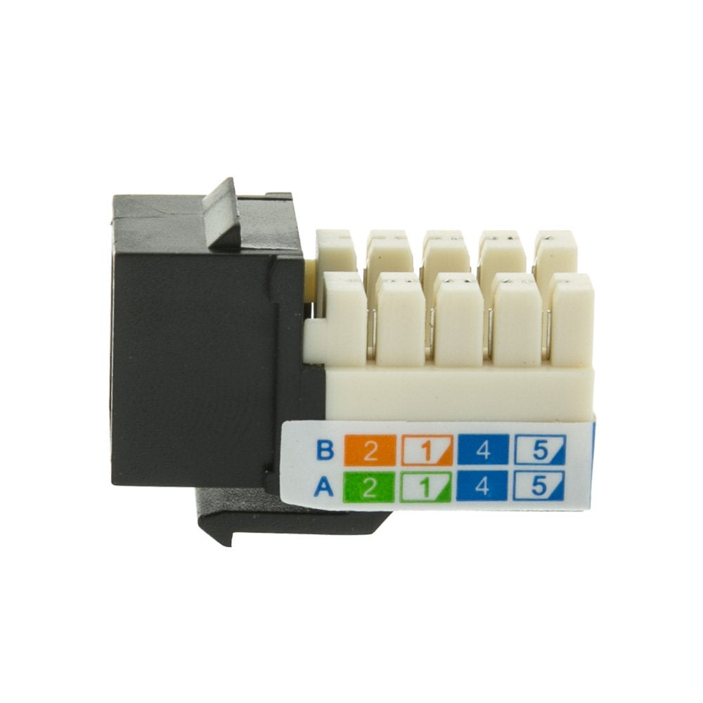Cat5e Keystone Jack, RJ45 Female (UTP) to 110 Punch Down Connector, CableWholesale, Black