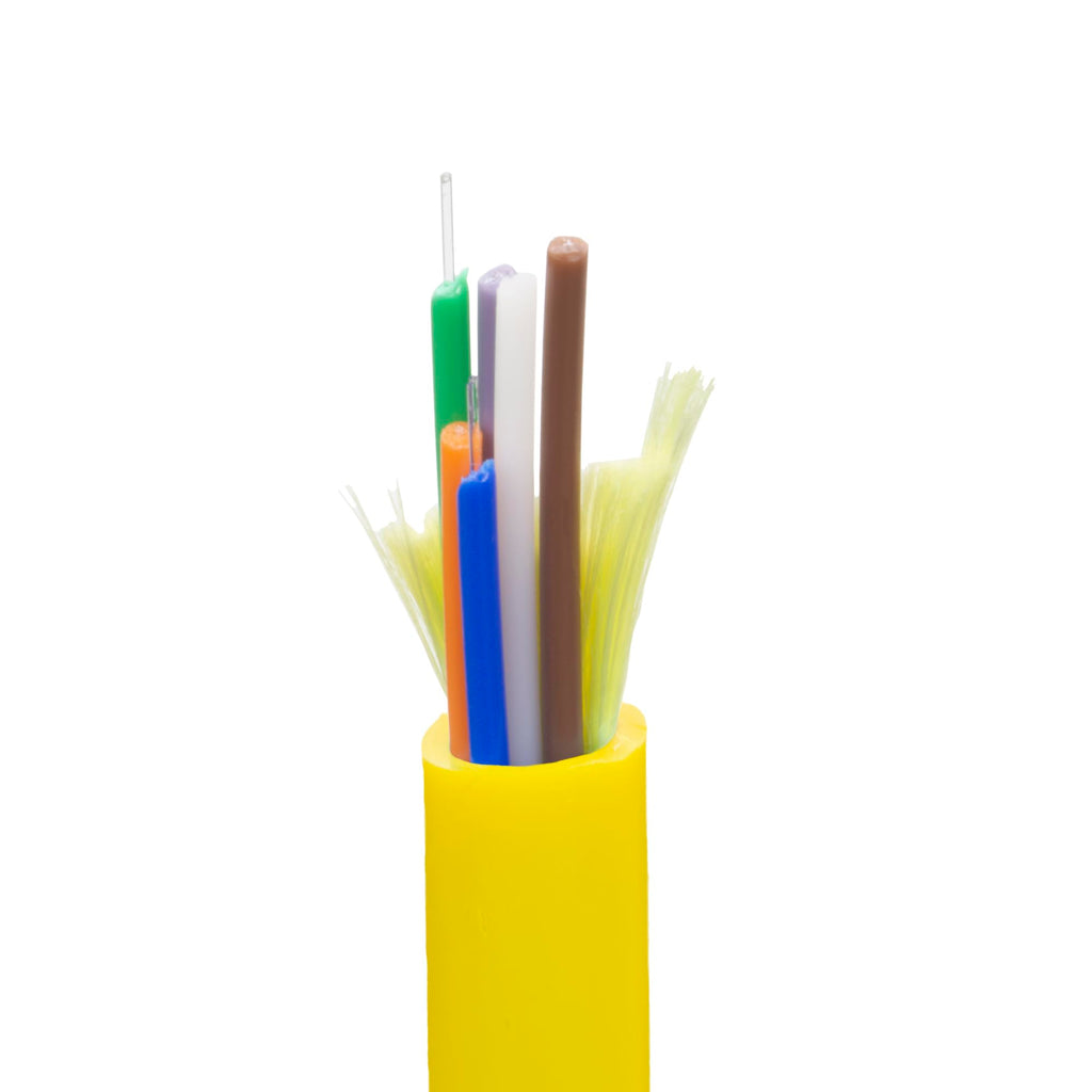 CableWholesale 6-Strand Fiber Optic Cable, Singlemode, Yellow, 1000ft Spool