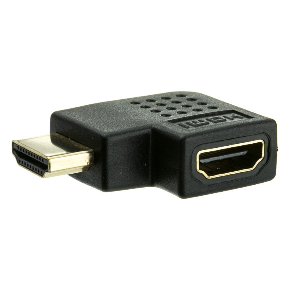 CableWholesale HDMI High Speed Horizontal 90 Degree Elbow Adapter - Left, HDMI Type-A Male to HDMI Type-A Female, 4K 60Hz, Black