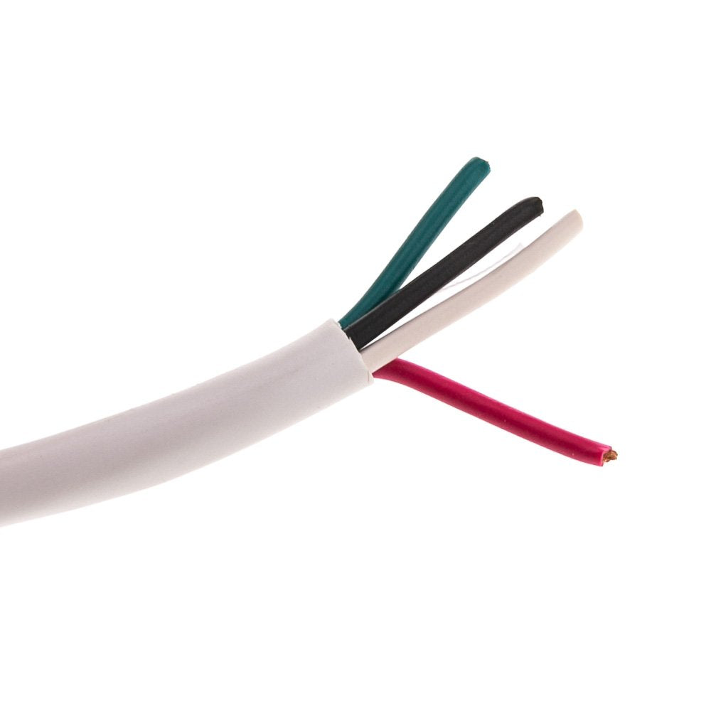 CableWholesale Speaker Cable, White, Pure Copper, CM/in-Wall Rated, 16/4 (16 AWG 4 Conductor), 65 Strand / 0.16mm, Pullbox, 500 feet