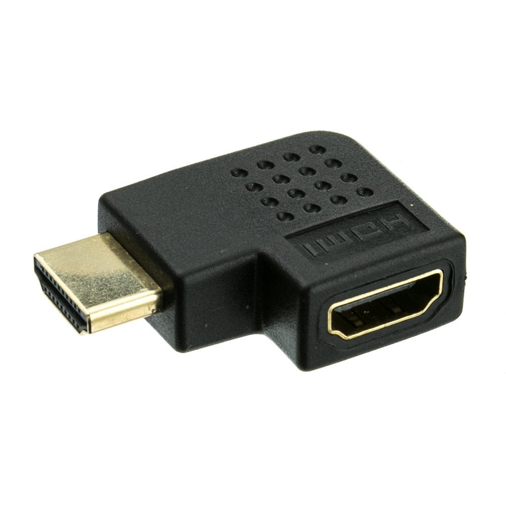 CableWholesale HDMI High Speed Horizontal 90 Degree Elbow Adapter - Left, HDMI Type-A Male to HDMI Type-A Female, 4K 60Hz, Black